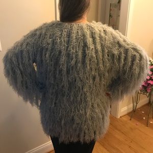 Peach Love California M/L women’s soft fluffy shaggy feathery sweater jacket EUC